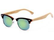 Sunglass Warehouse Ramsey 1159 Matte Black Frame with Green Mirrored Lenses Unisex Browline Sunglasses