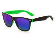 Sunglass Warehouse Cirrus 1448 Black Green Frame with Blue Mirrored Lenses Unisex Retro Square Sunglasses
