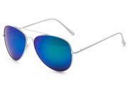 Sunglass Warehouse Everest 3482 White Frame with Blue Green Mirrored Lenses Unisex Aviator Sunglasses