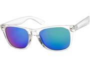 Sunglass Warehouse Jackson 1672 Clear with Blue Green Mirrored Lenses Unisex Retro Square Sunglasses