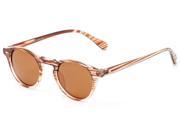 Sunglass Warehouse Benbrook 2513 Brown Clear Stripe Frame with Amber Lenses Unisex Round Sunglasses