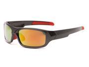 Sunglass Warehouse Ripcord 2194 Grey Frame with Orange Mirrored Lenses Unisex Sport Wrap Around Sunglasses