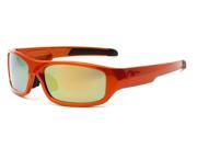 Sunglass Warehouse Ripcord 2194 Orange Frame with Yellow Mirrored Lenses Unisex Sport Wrap Around Sunglasses