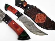 Cutey Sharp Hunting Knife Damascus Steel Blade Wood Handle
