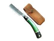 Shadow Straight Razors Damascus Steel Blade Wood and Horn Handle