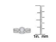 Trillion Design 10k White Gold 1 4ct Round Cut Diamond Flower Frame Bridal Ring Set HI I2