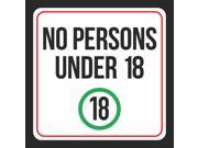 Aluminum No Persons Under 18 Print Black White Red Public Notice Window Bar Restaurant Office Business Signs Commercia