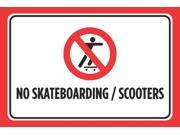 No Skateboarding Scooters Print Red Black White Picture Symbol Business Store Front Window Road Street Sign Aluminum