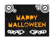 Happy Halloween Orange Print Black And White Background Bird Bat Picture Large 12 x 18 Seasonal Decoration Sign Alumi