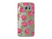 Pink Red Roses Green Stems Leaves Floral Flower Print Cute Clear Phone Case For Samsung Galaxy S6 Edge Back Cover