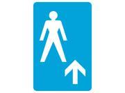 Aluminum Metal Mens Room Up Ahead Arrow Pictue Blue White Bathroom Restroom Large 12 x 18 Business Office Sign