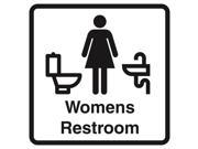 2 Pack Womens Restroom Print Black Bathroom Picture Office Business Signs Commercial Plastic 12x12 Square Sign