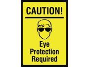Caution! Eye Protection Required Yellow Sign Aluminum Metal Single