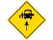 Aluminum Yellow Diamond Road Notice Bus Stop Ahead Sign Commercial Metal 12x12 Square Sign