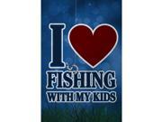 Aluminum Metal I Love Fishing With My Kids Heart Man Cave Bar Decor Sign