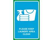 Please Keep Laundry Area Clean Print Folded Clothes Towels Bucket Cleaner Picture Large 12 x 18 Business Window Home W