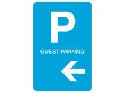 Guest Parking Print Left Arrow Picture Large 12 x 18 Blue White Car Lot Street Business Office Sign