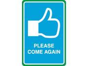 Please Come Again Business Print Thumbs Up Picture Blue Business Office Window Sign