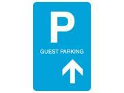 Guest Parking Print Up Ahead Arrow Picture Large 12 x 18 Blue White Car Lot Street Business Office Sign