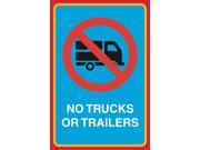 No Trucks Or Trailers Print Picture Driveway Street Road Business Large 12 x 18 Notice Sign Aluminum Metal