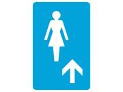 Aluminum Metal Ladies Room Up Ahead Arrow Pictue Large 12 x 18 Blue White Bathroom Restroom Business Office Sign