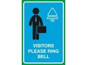 Visitors Please Ring Bell Print Working Man Picture Large 12 x 18 Home Office Business Sign Aluminum Metal