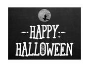 Happy Halloween Chalkboard Design Print Flying Witch Moon Spider Web Picture Seasonal Decoration Sign Aluminum Metal