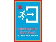 Emergency Exit Only Alarm Will Sound Print Bell Running Man Right Arrow Picture Business Office Safety Sign