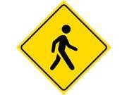2 Pack Yellow Diamond Caution Walking Pedestrian Person Crossing Signs Commercial Metal 12x12 Square Sign
