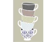 Tea Cup Cute Print Pattern Design Chevron Polka Dot Kitchen Home Office Wall Sign Large 12 x 18