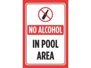 No Alcohol In Pool Area Red White Print Swim Rules Swimming Poster Outdoor Notice Sign