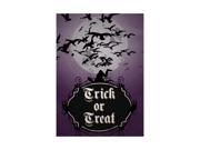 Trick Or Treat Print Purple Dark Night Moon Birds Flying Witches Hat Owls Scary Halloween Seasonal Decoration Sign Al