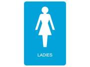 Aluminum Metal Ladies Print Blue Female Restroom Bathroom Picture Business Office Sign