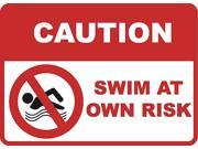 2 Pack Caution Swim at Own Risk Spa Sign Swimming Pool Signs Aluminum Metal