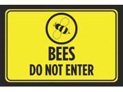 Bees Do Not Enter Print Bright Yellow Notice Black Picture Symbol Horizontal Cute Fun Bug Notice Caution Sign Large 12
