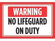 Warning No Lifeguard On Duty Red White Black Print Horizontal Poster Pool Swimming Outdoor Caution Notice Sign Large 1