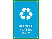 Recycle Plastic Only Print Recycle Symbol Picture Large 12 x 18 Public Trash Garbage Can Outdoor Sign Aluminum Metal