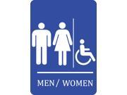 Family Handicap Accessible Bathroom Blue Sign Plastic 2 Pack