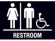 Family Restroom Handicap Accessible 12 x 18 Large Horizontal Bathroom Black Sign