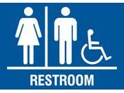 Family Restroom Handicap Accessible Horizontal Blue Sign Aluminum Metal