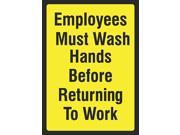Employees Must Wash Hands Before Returning to Work Restroom Sign Clean Wash Bathroom Worker Signs Plastic Single