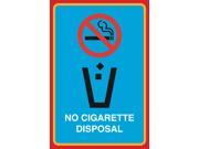 No Cigarette Disposal Print No Smoking Trash Can Picture Large 12 x 18 Business Office Outdoor Sign Aluminum Metal