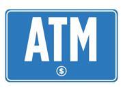 ATM Blue White Print Dollar Symbol Poster Business Store Gas Station Horizontal Window Print Sign