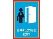 Employee Exit Print Working Man Open Door Picture Large 12 x 18 Business Office Sign Aluminum Metal