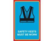 Safety Vests Must Be Worn Print Vest Picture Public Notice Employee Construction School Business Sign Aluminum Metal