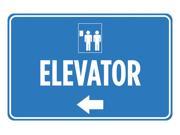 Elevator Blue White Print Left Arrow Direction Lift Picture Poster Horizontal Business Office Sign Large 12 x 18 Alu