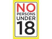 No Persons Under 18 Print Business Store Front Check ID Legal Poster Customer Notice Wall Window Sign