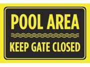 Pool Area Keep Gate Closed Black Yellow Print Swim Rules Swimming Horizontal Poster Outdoor Notice Sign