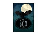 Moon Bat Night Picture Boo Print Paint Design Scary Halloween Seasonal Decoration Sign Aluminum Metal