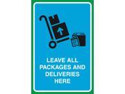 Leave All Packages And Deliveries Here Print Boxes Picture Large 12 x 18 Business Office Sign Aluminum Metal